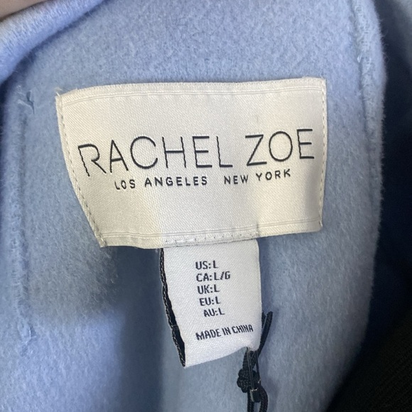 Rachel Zoe Light Blue Wool Blend Open Front Jacket Coat Lightweight Sz L NWT - Picture 8 of 9